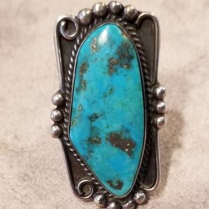 Navajo Turquoise Sterling Silver Ring, Vintage!